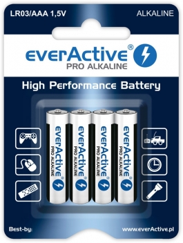 Bateria EVeractiVe R03 Alkaline<br>display 4 Sztuki (cena Za 1 Sztukę) - Hurtownia Zabawek Poznań