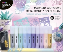 Markery Akrylowe Metaliczne 10 Kolorów Z Szablonami Kidea - Hurtownia Zabawek Poznań